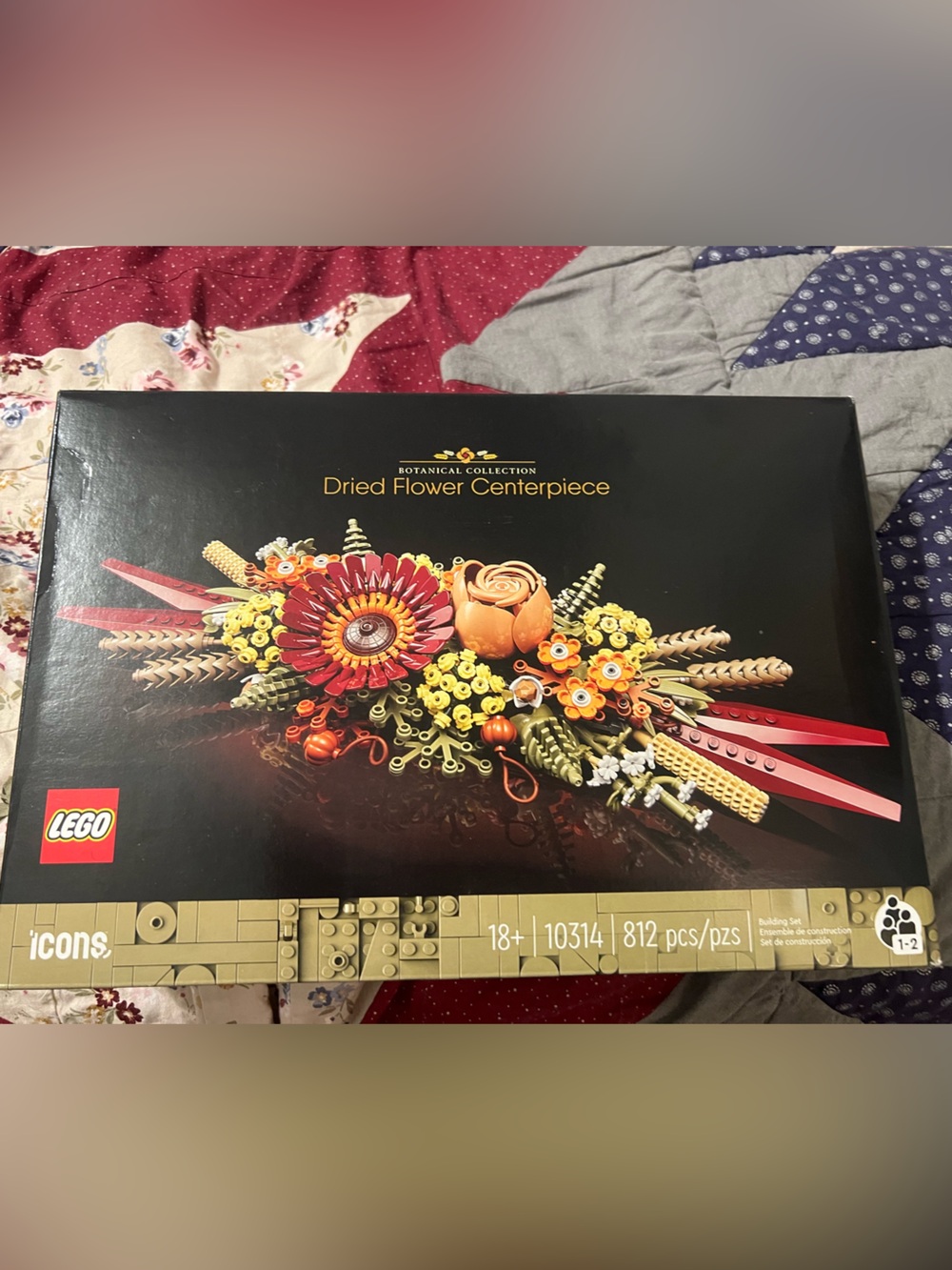 Lego Icons Dried Flower Centerpiece - Red, Yellow, Orange, Green, Cream